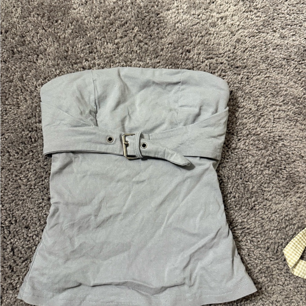 Revolve Gray Strapless Top with Belt